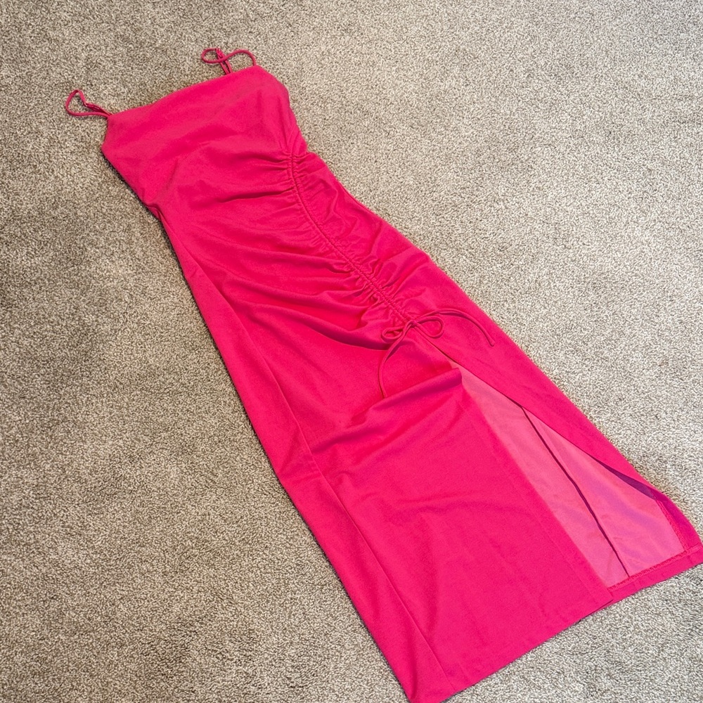 Hot Pink Midi Dress - Small